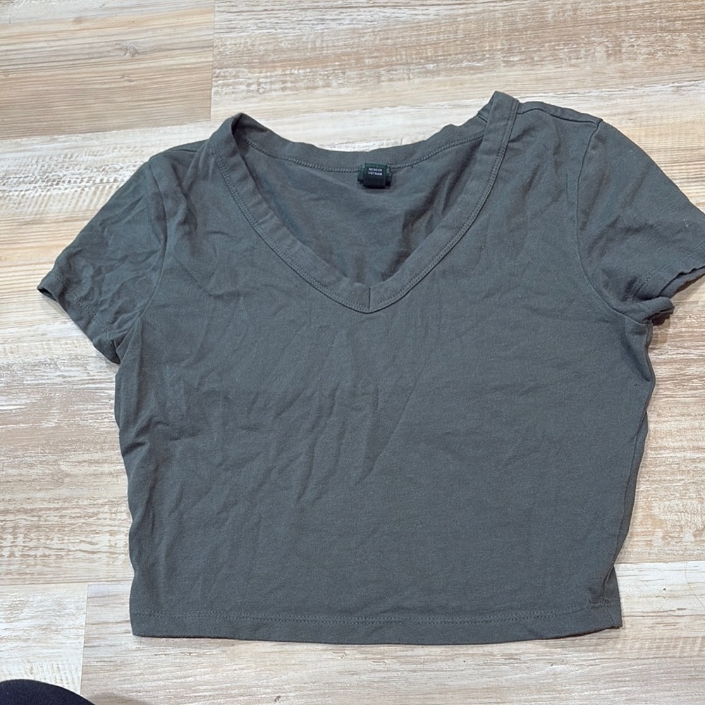 Wild Fable Green Crop Fitted T-Shirt